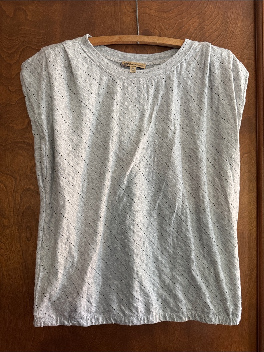 Democracy Light Gray Eyelet Knit Tank Top